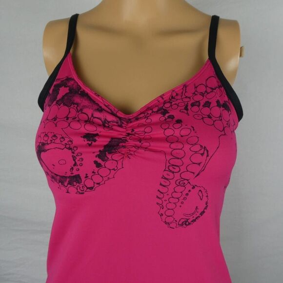Lululemon Octopus Squid Tentacles Pink Black Tank Top Built In Bra Size 6 - Picture 3 of 10